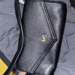 Michael Kors Black Clutch with Gold Logo